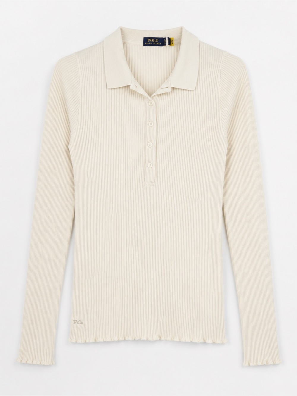 Polo Ralph Lauren Ribbed Knit Polo Top Cream Long Sleeve XL